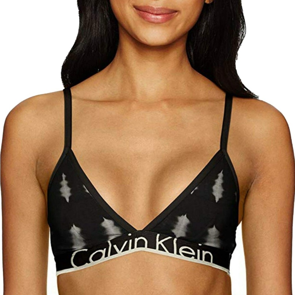 Calvin Klein Women's Bra Bralette Tie Dye Black Size S Wireless Pullover Unlined